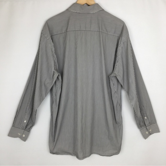 St. Croix Men Button Down Shirt Long Sleeve Black White Stripes Made In Italy XL - Picture 9 of 9